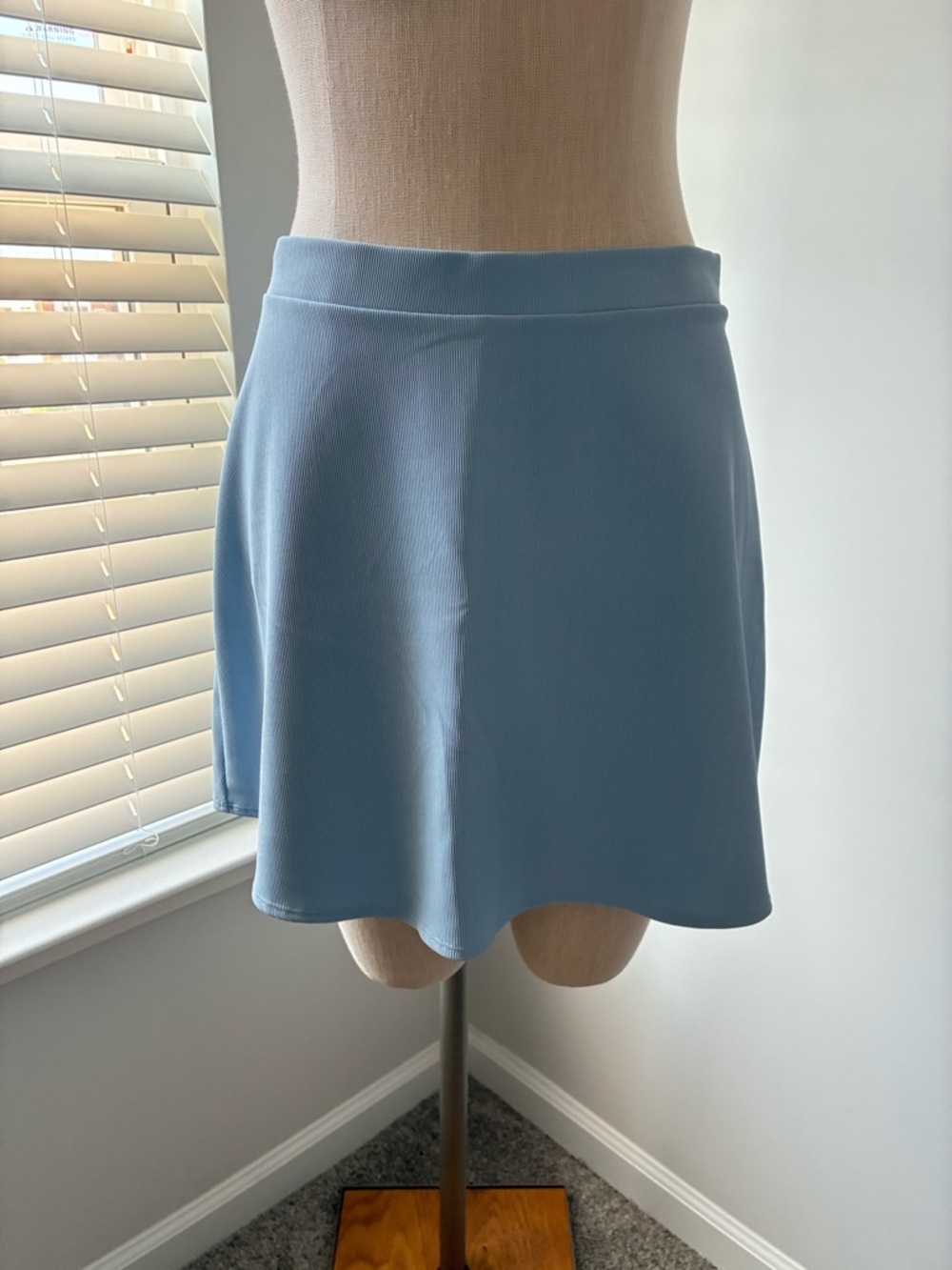 Wilo The Label Women's Blue Mini Ribbed Skirt